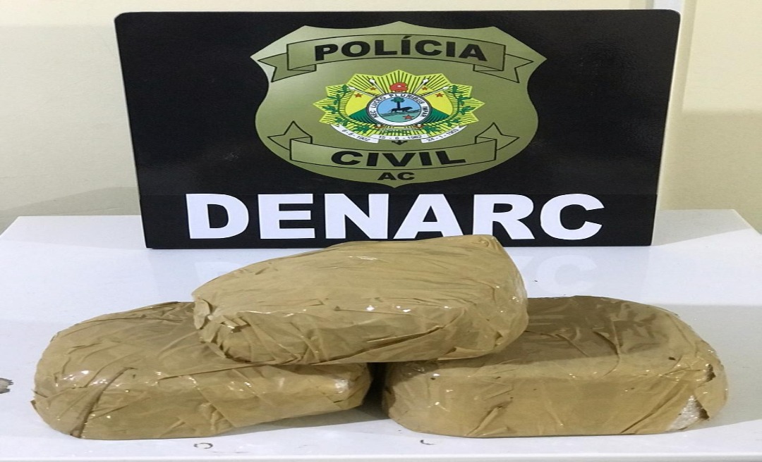 Polícia Civil do Acre apreende três quilos de cocaína refinada e prende um em flagrante